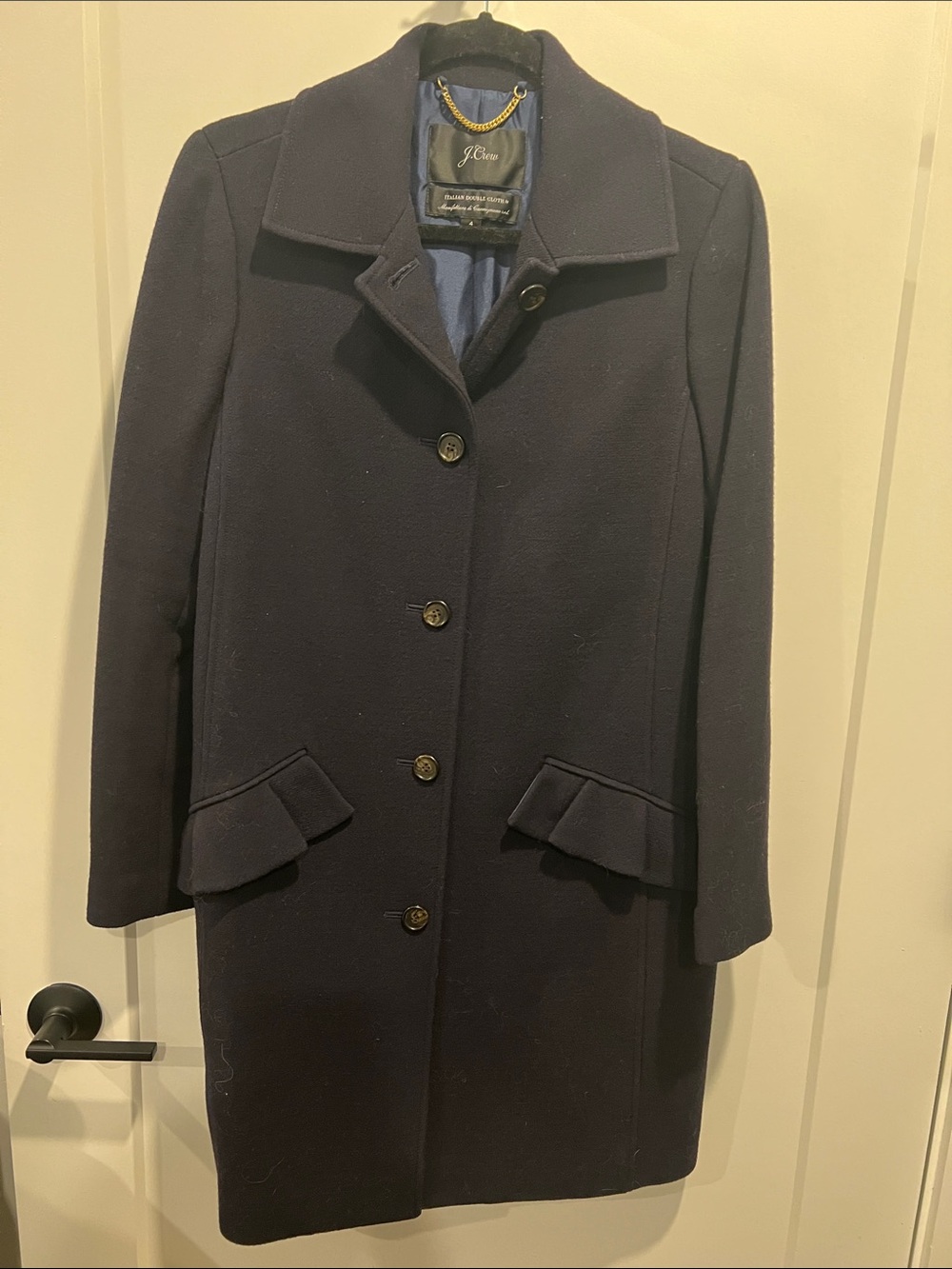 J. Crew Navy Wool-Blend Single-Breasted Coat